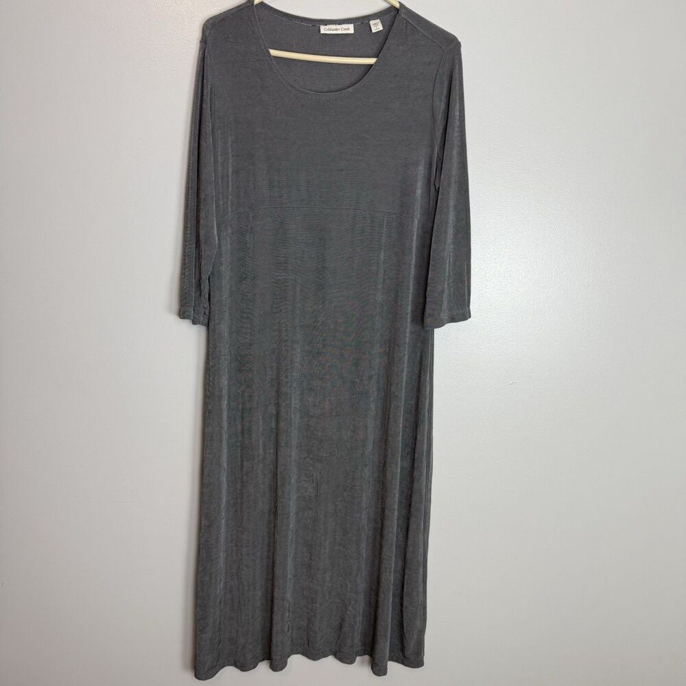 Coldwater Creek Midi Silver Wrinkle Free Traveler Dress Women’s Size Large